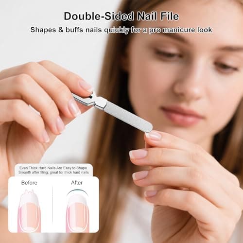 Keychain Metal Nail File for Natural Nails, Stainless Steel Fingernail & Toenail Shaping Tool for Men & Women, Keychain Design Durable & Portable for Home & Travel (Silver) - Thumbnail 5