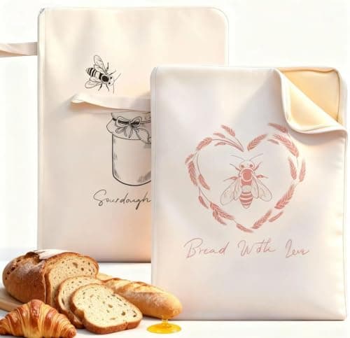 Premium Beeswax Bread Bags for Sourdough - 2 Packs XL Reusable Organic Beeswax Linen Cotton Sourdough Bag, Homesteading Essentials Sourdough Bags with Zip to Keep Fresh Bread Bags for Homemade Bread - Image 1