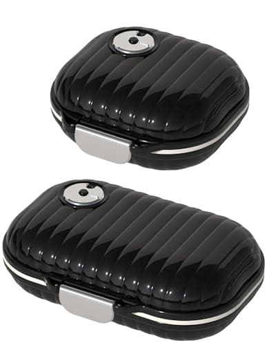 Personal Pill Organizer 2PACK- Medicine Pill Case with Medicine Tracker, Waterproof Pill Box, 7 Compartments, Foldable Design (Black) - Image 1