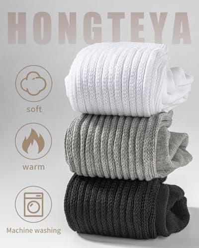 HONGTEYA Slouchy Crew Socks for Women Soft Scrunch Socks Cute Fashion Retro for Boot Sneakers Size 5-11 (White*2) - Thumbnail 6