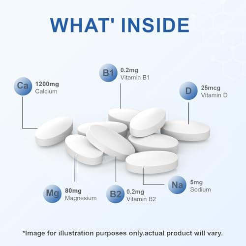 Mellk Calcium-Supplement Vitamin-D3 1200-mg Magnesium-Mini - 186Tablets Unflavored Slow Release Bone Health Women and Men Dietary Supplement Easy to Swallow Sugar Free - Thumbnail 3