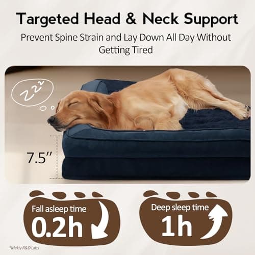 MEKIY Large Orthopedic Dog Bed with Sides XXL Dog Beds with Removable Washable Cover Non-Slip Waterproof Pet Bed for Extra Large Dogs - Navy Blue XXL - Thumbnail 3