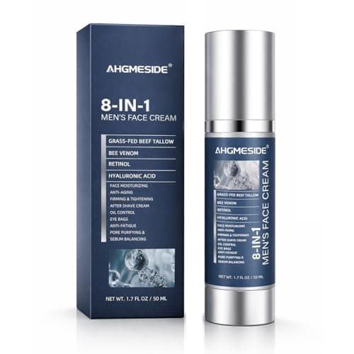 Ahgmeside 8-in-1 Face Cream for Men,Anti-Aging Daily Moisturizer with Hyaluronic Acid & Shea Butter,Helps Smooth Wrinkles & Reduce Puffiness, Lightweight Men's Formula, 1.7 oz - Image 1