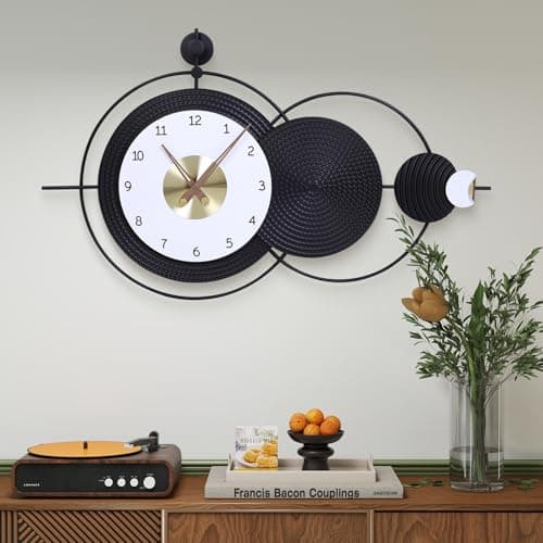 Anmotpe Large Wall Clock Black Modern Wall Clocks Nordic Style Clock Non Ticking Battery Operated Big Wall Clocks for Living Room, Kitchen, Dining Room, Bedroom-36.8X22inch - Image 1
