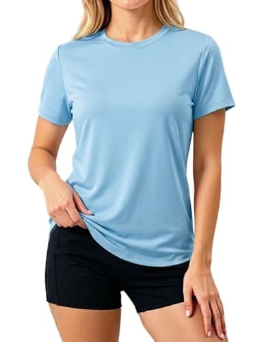LETSEE Workout Short Sleeve Tops for Women Side Slit Hem Tee Crew Neck T-Shirt Lightweight Everyday Basic Top - Image 1