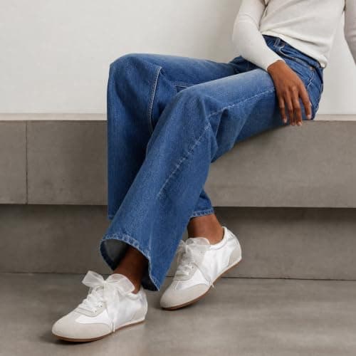 Vepose Women's Satin & Suede Gat Sneakers - Grey Retro Classic Fashion Trainers Ribbon Laces - Lightweight Memory Foam & Non-Slip Comfort Walking Shoes Travel Everyday, Size 6M US (CJY8202 Grey 06) - Thumbnail 2