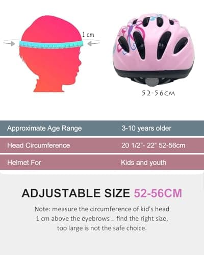 Girl Helmet for Bike,Kids Bike Pink Helmet for Girls Approximately Ages 3-10 Years Adjuastable and Multi-Sport, from Toddler to Kids CPSC Certicated - Thumbnail 6