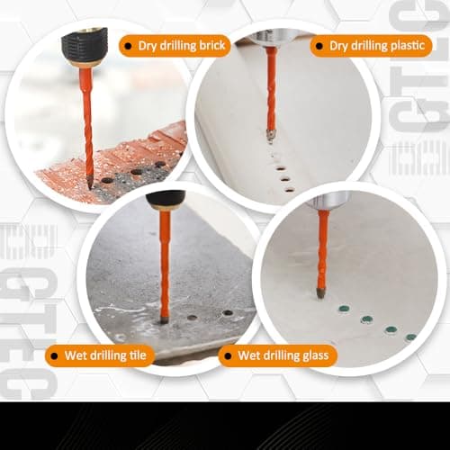 BGTEC Serrated Carbide Masonry Drill Bit Set - 10PCS 3/16"*2，1/4"*4，5/16"*2，3/8"，1/2" Wood Drill Bits for Wood Plastic Masonry Brick Tile Glass Concrete Marble - Thumbnail 5
