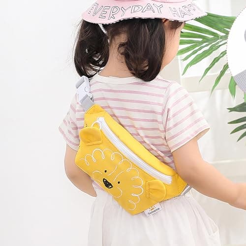 SUNVENO Kids Fanny Pack, Cute Lion Cartoon Waist Bag for Boys & Girls, Adjustable Crossbody Belt Pouch Ages 2-8, Travel Beach & Birthday Gift - Thumbnail 3