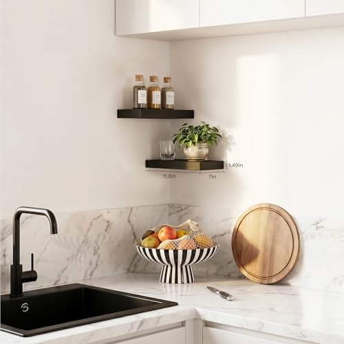 Modcraft Black Floating Shelves for Wall Set of 2, 11.8 Inch Small Wall Shelves for Bathroom Over Toilet, Home Office & Bedroom Storage, Wall Mounted Display Shelves for Decor, Books & Collectibles - Thumbnail 2