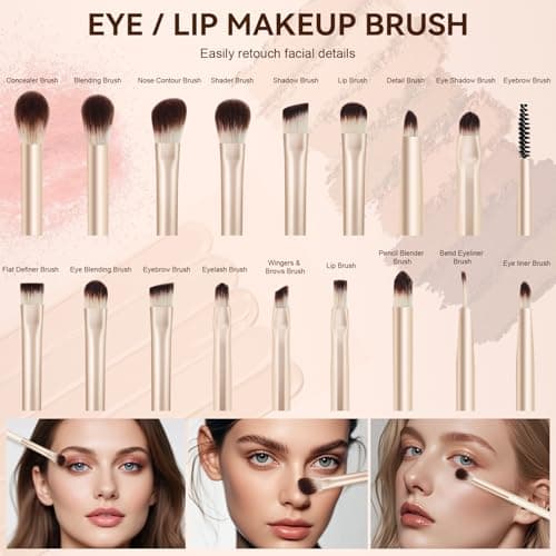 ALLFYL 49 Pcs Makeup Brushes Set, Professional Premium Make up Brushes Kit with Leather Case, Complete Makeup Brush Set for Foundation, Blush, Contour, Concealer Eye and Face Makeup Cosmetic Tools - Thumbnail 5