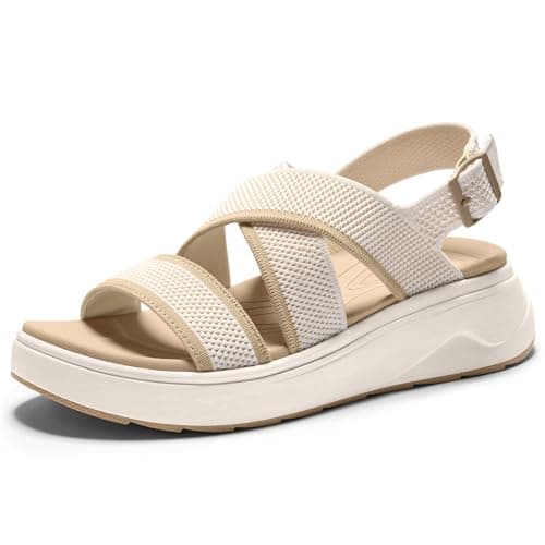 Vilanva Women's platform sandals Light khaki Size 7 - Image 1