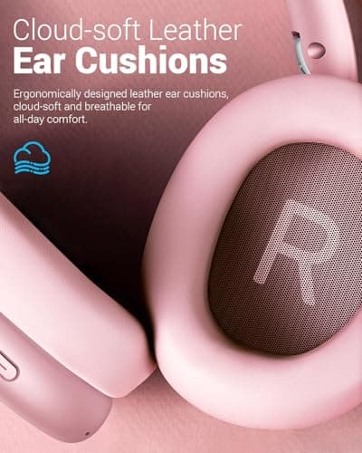 Wentronic Y01 Wireless Noise Canceling Headphones Bluetooth 5.3 Over Ear Headphones with Microphone, Hi-Res Audio, 48H Playtime, Foldable Comfortable Earpads,Compatible with iOS,Android,PC, Pink - Thumbnail 4