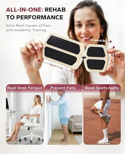 HAPBEAR Single Leg Balance Board for Ankle Rehab & Strengthening – 80 Configurations w/ Physical Therapy Guide & Massage Ball – Foot Stabilizer for Plantar Fasciitis Relief, Sprained Ankle Recovery, Achilles Pain, Balance Training – Home Gym Equipment - Thumbnail 6