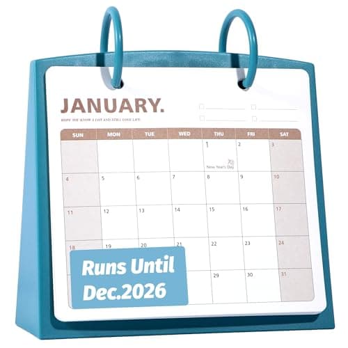 Bibiage Small Desk Calendar 2025-2026, Dec 2025 to Dec 2026, Monthly Decorative Flip Calendar for Desk with to Do List, Cute Desk Decor, Office Supplies, 7" x 6.5", Blue