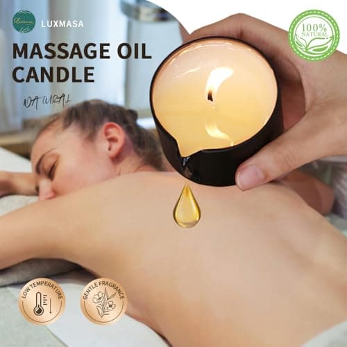 Massage Oil Candle 3 Pack Warming Skin Lotion Soy Wax Home SPA 6.9oz | Vegan Essential Oil Infused Body Lotion Relaxation Stress Relief Scented Wax Candle Low Temp for Couples Date Night - Thumbnail 5