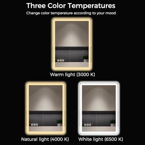 24"x32" LED Bathroom Vanity Mirror with Lights, Anti-Fog, Dimmable, Lighted Bathroom Mirror for Wall, Rounded-Corner, Memory Function, 5mm Shatter-Proof Tempered Glass, Backlit & Front Lit - Thumbnail 4