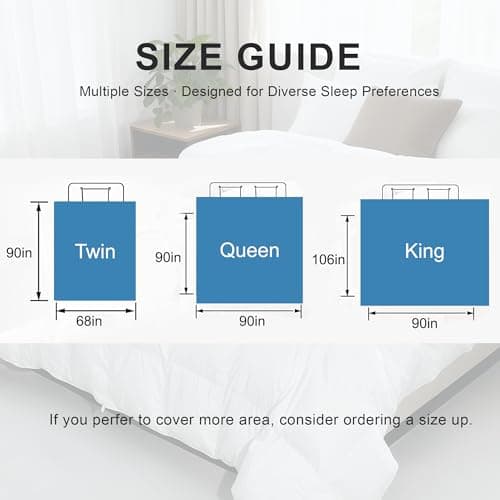 ALPSWAN Luxury Goose Feather Down Fiber Comforter King Size, 300TC White Cotton Blended Duvet Insert, All Season Hotel Bedding Alternative Down Comforter with Corner Tabs (White, King) - Thumbnail 2