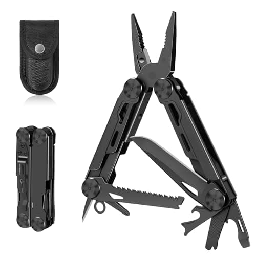 SUYIWEE Multitool, 14-in-1 Stainless Steel Foldable Multi Tool with Wire Cutter, Knife, Saw, Screwdrivers, Bottle/Can Opener, Multitools with Pocket Clip for EDC, Camping, Hiking, Repairing, Black - Image 1