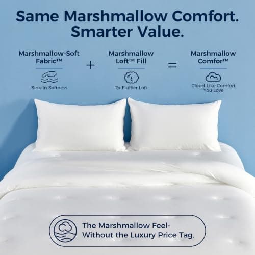 Marshmallow Cloud Comforter King, Ultra Fluffy Double-Stuffed Down Alternative Duvet Insert, Temperature-Regulating All Season Comforter, Lightweight Soft Luxury Cooling Bedding Cloud Quilt, White - Thumbnail 6