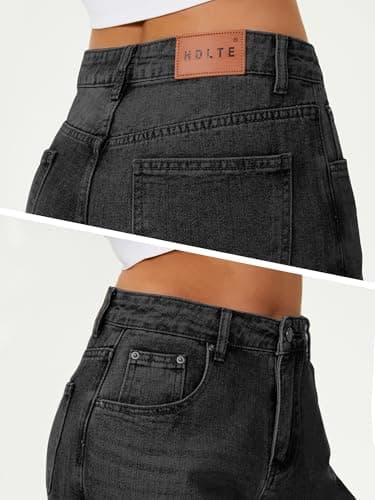 HDLTE Women's High Waist Baggy Boyfriend Jeans - Wide Leg Loose Denim Pants with Pockets(Grey,Medium) - Thumbnail 6