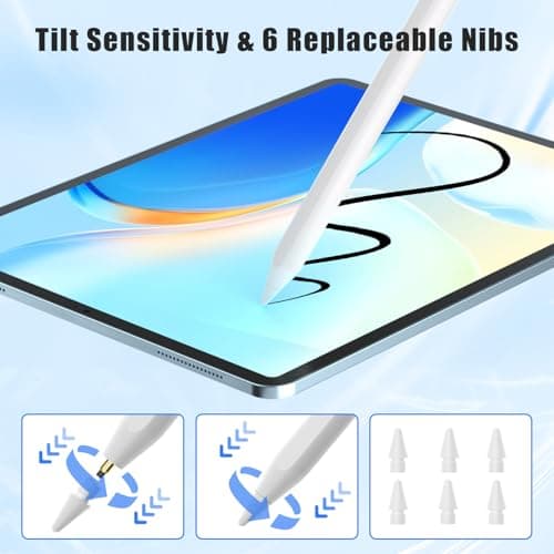 Stylus Pen for iPad with Shortcut, 3X USB C Fast Charge Active Pencil Compatible with Apple iPad (A16) 11/10/9/8/7/6th Generation, Pro 13"/12.9"/11", Air 3/4/5/11/13, Mini (A17 Pro) 7/6/5 Gen White - Thumbnail 4