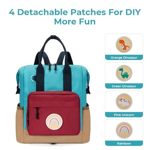 CLUCI Toddler Backpack Kids Backpacks For Boys Preschool Kindergarten Elementary Daycare Backpack For School & Travel Bookbag with 4 Detachable Cute Patches - Thumbnail 6