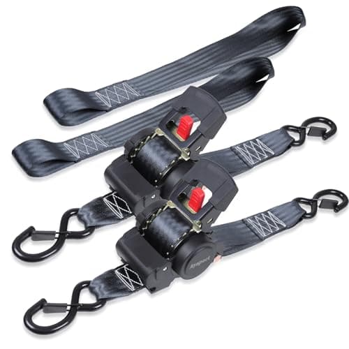 Ayaport Retractable Ratchet Straps 2in X 12.5ft(2PK)-3300lb Break Strength, Heavy Duty Ratchet Straps Self Retractable Tie Downs with Soft Loops for Motorcycle, Dirt Bike, Cargo, Truck Accessories