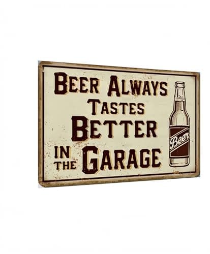 Carastora Funny Beer Garage Sign – Rustic 12x8 Inch Metal Wall Decor – Vintage Tin Sign for Beer Lovers, Home Bar, Man Cave, Game Room, or Garage - Image 1
