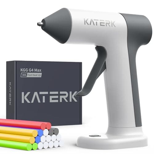 Katerk Cordless Hot Glue Gun Kit, 30s Fast Heating, Mini Glue Gun with 20 Glue Sticks, Compact & Portable with 2500mAh Built-in Battery, Auto Shut-Off, Perfect for DIY, School Crafts & Repairs (White) - Image 1