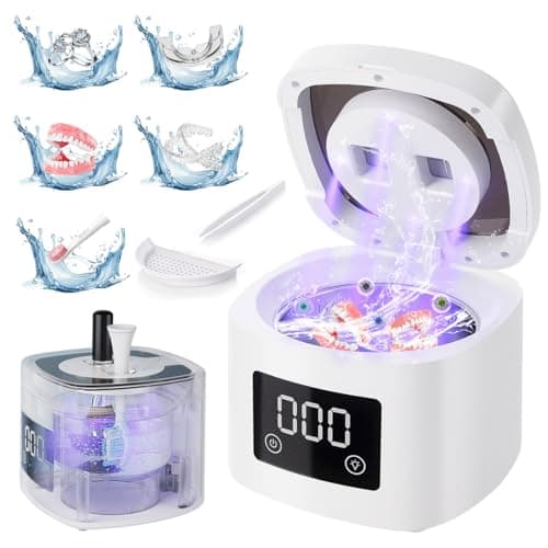 Ultrasonic Retainer Cleaner, Retainer Cleaner Machine, Aligner Cleaner, Nightguard Cleaner, Mouthguard Cleaner, Denture Cleaner. Ultrasonic Cleaner for Braces, Aligner, Toothbrush, Jewelry