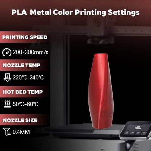 Metal Abyssal Red PLA Filament 1.75mm High Intensity 3D Printer Filament, 1kg (2.2lbs) Spool Toughness Enhanced Metallic Wine Red PLA 3D Printing Filament Beginner Friendly - Thumbnail 3