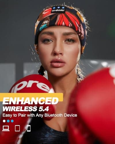 LC-dolida Sleep Headphones Headband Bluetooth 5.4, Sports Headband Earphones Wireless with Speaker Microphone USB C for Women Sleeping Gift Workout Jogging Yoga Insomnia Travel Meditation, Butterfly - Thumbnail 4
