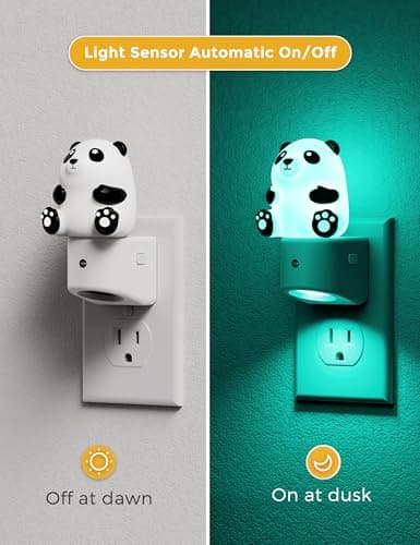 L LOHAS LED Night Light for Kids, 3D Panda Night Light Plug in, Dusk to Dawn Nursery Night Lights, RGB+Soft White 3000K, 3 Lighting Modes, Room Decor, Children - Thumbnail 4