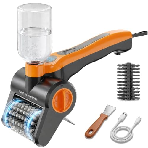 Electric Grill Brush, 100W High Torque Motor BBQ Cleaner with 300ml Water Spray,IPX8 Waterproof & Heat-Resistant, 2-Speed Rechargeable for Gas Charcoal Grill, Includes Scraper & Carry Case - Image 1