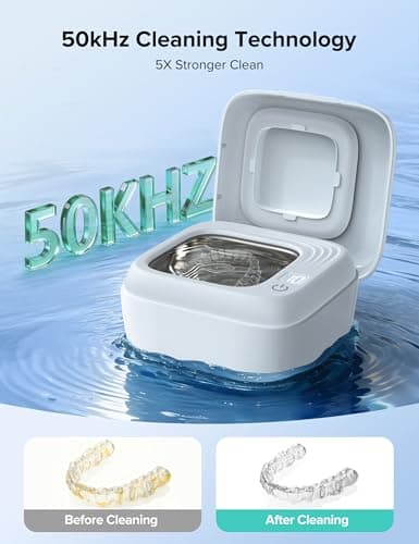 Ultrasonic Retainer Cleaner, Rechargeable Retainer Cleaner Machine, 50kHz Ultrasonic Cleaner for Night Guards, Mouth Guards, Dentures, Braces, Aligner, 170ML, 2 Modes - Thumbnail 2