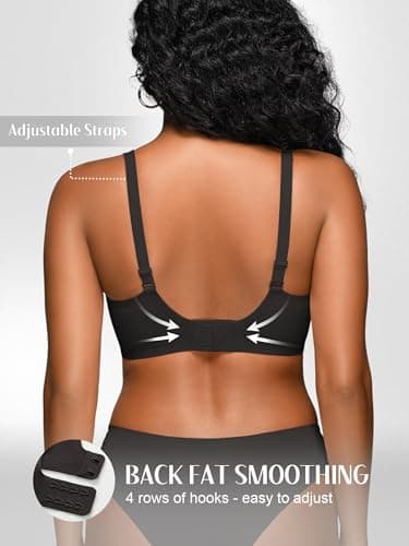Cuteio Deep V Jelly Bras for Women Seamless Wireless No Underwire Bralette with Support, Comfy Lightly Padded T-Shirt Bra PartialUpdate Pure Black - Thumbnail 4