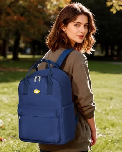 Lightweight Backpack for Women and Men, Water Resistant Small Laptop Backpack Purse Gifts for Travel Commute, Durable with Adjustable Shoulder Straps and Laptop Compartment (Dark Blue) - Thumbnail 3