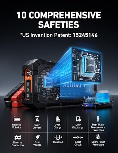 AstroAI S8 Ultra 4000A Car Jump Starter, Jump Box up to All Gas Engines & 12L Diesel, 12V Portable Power Bank with USB/Type-C Ports, 3 Modes LED Flashlight, Auto Battery Booster with Jumper Cable - Thumbnail 6