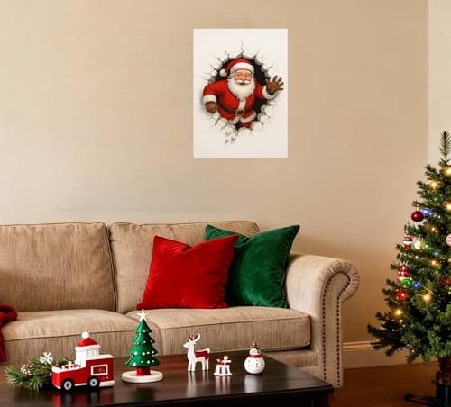 Carastora 2-Pack Vintage Christmas Holiday Decorative Tin Signs – 12×8 Inches, Santa-Themed, Suitable for Indoor and Outdoor Use, Winter Decorations, Perfect for Gift-Giving, and Great for the Home, Bathroom, Garage, or Patio. - Thumbnail 3