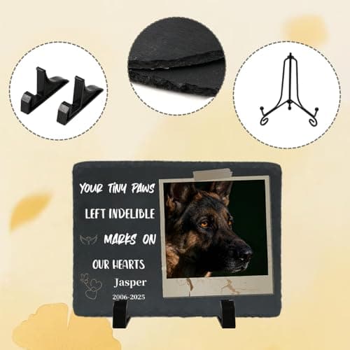 Umitive Dog Memorial Gifts for Loss of Dog, Personalized Pet Memorial Stone, Custom Dog Grave Marker with Name & Photo, Sympathy Gifts for Bereaved Pet Owners, Cemetery Decor (Style M) - Thumbnail 3