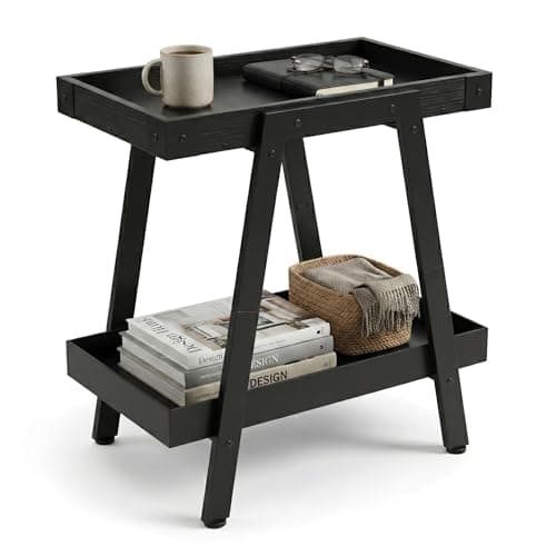 IPARTS EXPERT Farmhouse Side Table | 2-Tier Industrial A-Frame Bedroom Nightstand, Heavy Duty Load to 150 LBS Idea for Living Room, Bedroom, Entryways, Home Offices - Easy Assembly