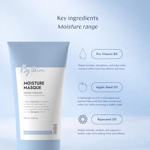 By Veira, Moisture Hair Mask 6.8 Fl Oz, For Frizzy/Dry Hair, Provitamin B5 & Rapeseed oil for Moisturising & Great Shine, Colour preserving, 100% vegan & Sulphate/Silicone free - Thumbnail 2