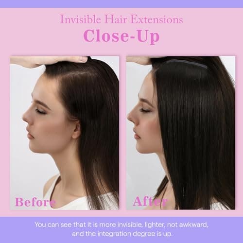Ve Sunny Seamless Clip in Hair Extensions Mocha Brown Mix, Real Human Hair Extensions Clip ins for Daily Wear with Silky and Soft Texture, Invisible Straight Remy Hair, 16 Inch 80g 4pcs - Thumbnail 5