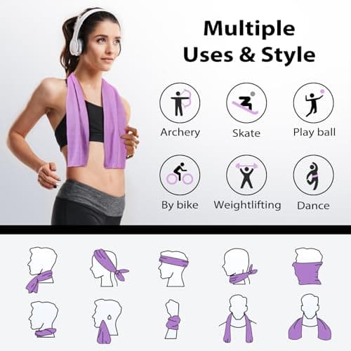 Ymomode Cooling Towels - 5 Pack Gym Towels, Gym Towel for Working Out, Yoga Towel, Quick Dry Towel for Running, Camping, Fitness & More Activities - Thumbnail 2