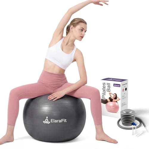 ElaraFit Anti Burst Large Exercise Ball for Yoga Non Slip Pilates Ball with Pump 550 lbs Capacity for Pregnancy, Fitness Size L 23 to 26 inches, About 58 to 65cm (Black) - Image 1