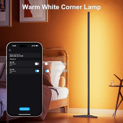 MIHEAL RGB Floor Lamp,16 Million Colors LED Floor Lamps 56" Lamps for Living Room with Music Sync,Standing Lamp with App and Remote Control,Gaming Ambient Lighting Corner Lamp Bedroom Decor - Thumbnail 5