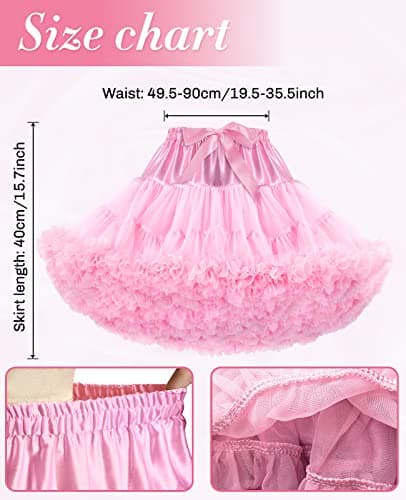 PrettyQueen Women's Tulle Petticoat 3-Layered Puffy Tutu Skirt Crinoline Underskirts for Cosplay Party Dress (Pink) - Thumbnail 5