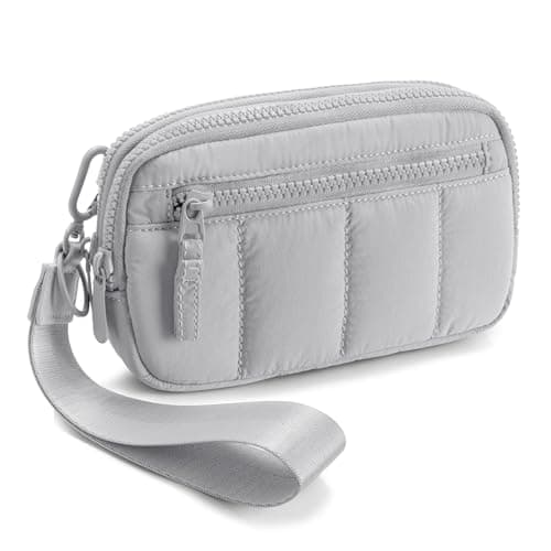Gitus Puffy Cross Body Purse for Women Wristlet Wallet with RFID Blocking Quilted Crossbody Cell Phone Organizer Birthday Gifts for Women (Light Gray) - Image 1