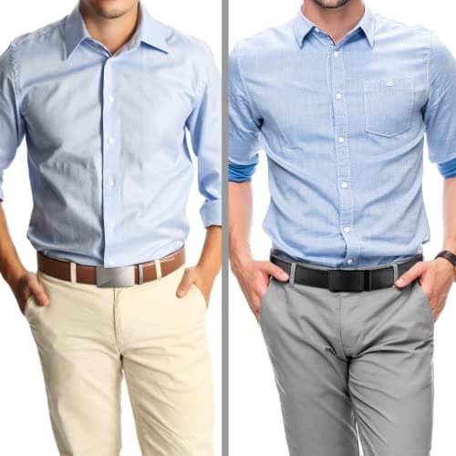 Zitahli Ratchet Belt for Men - 2 Packs Leather Mens belt For Gift Men Dress and Casual,Trim to Fit Size 28"-36" - Thumbnail 4